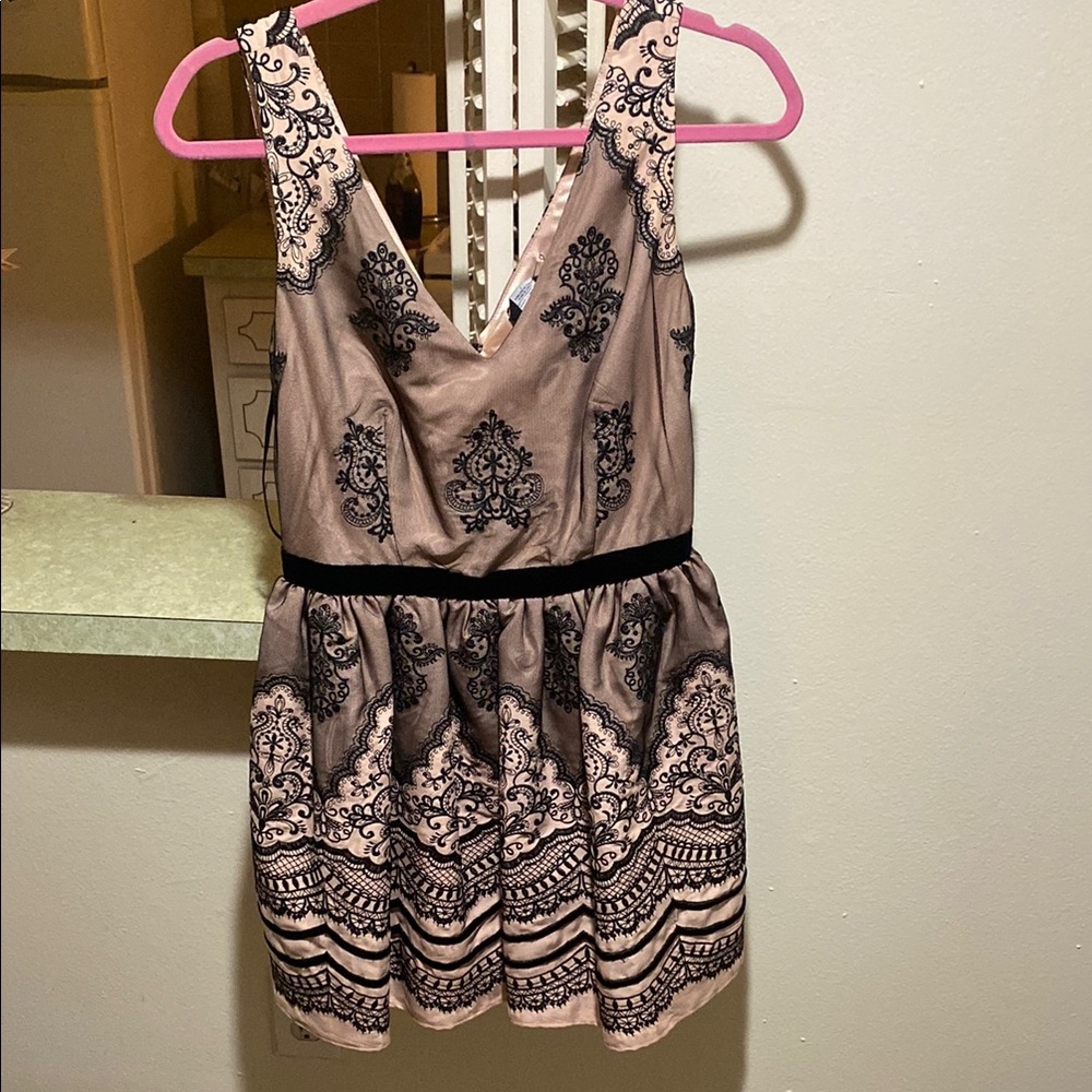 bebe Black and Tan Mini Dress